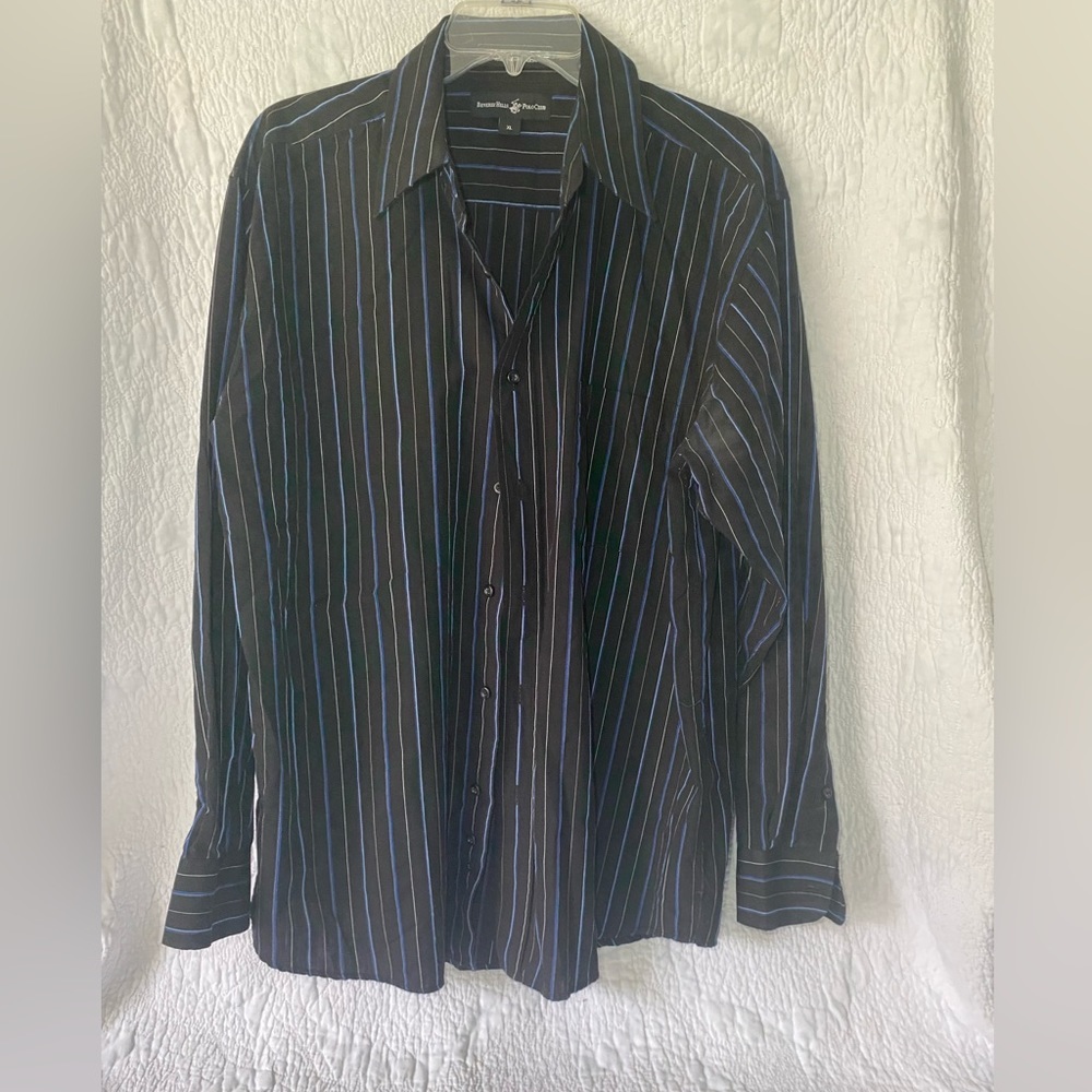 Dress shirts for men long sleeves black with colorful stripes size‎ XL